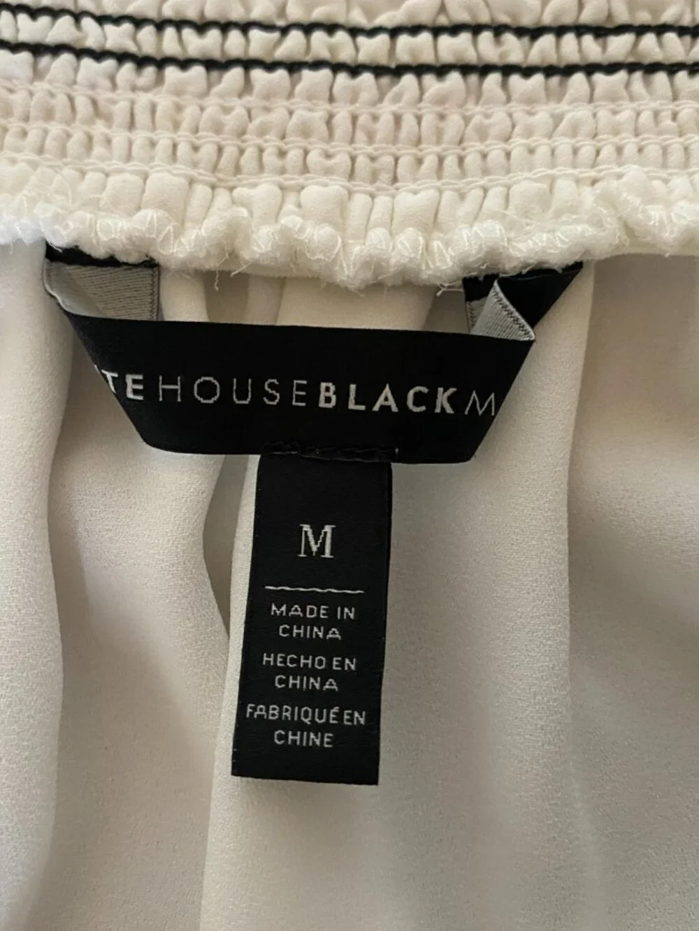 WHBM White Off Shoulder Smocked Peasant Top Size Medium - Picture 8 of 9